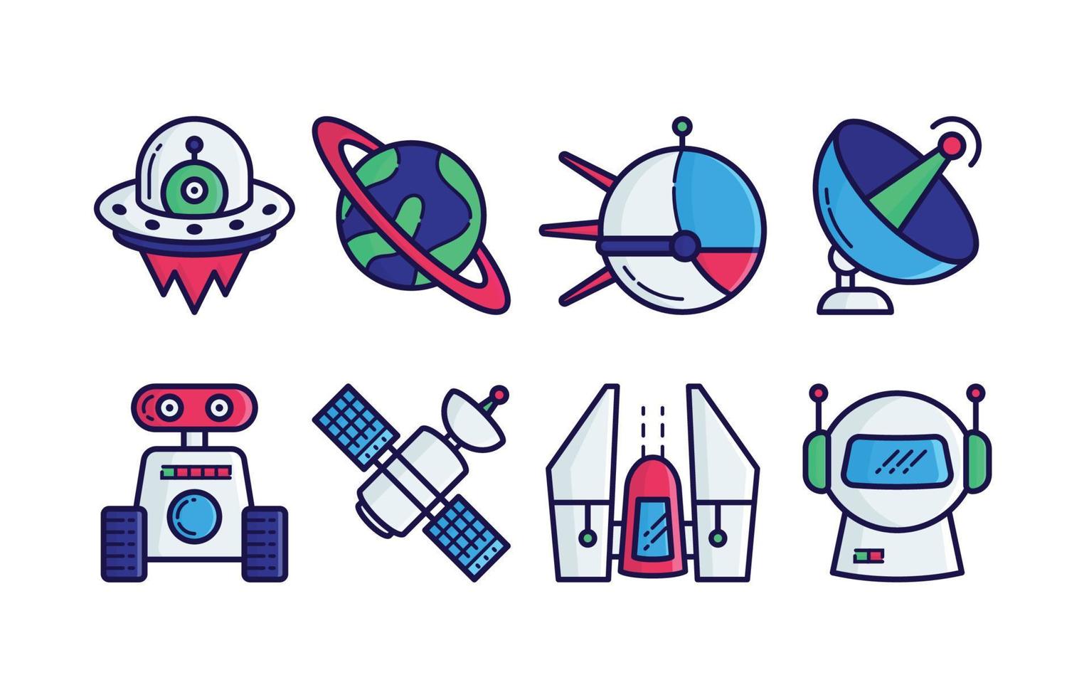 science fiction icon set vector