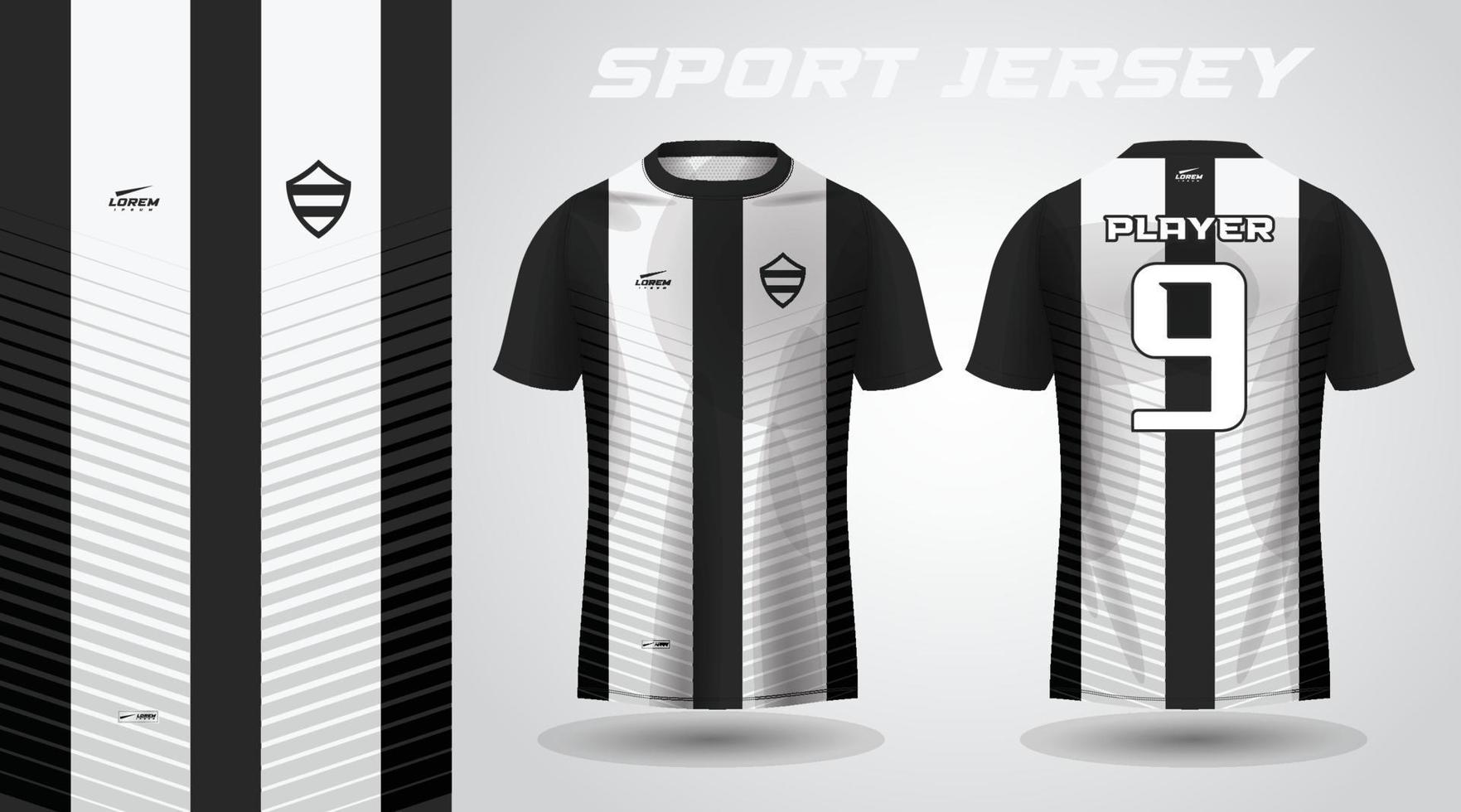 zwart wit t-shirt sport jersey ontwerp vector