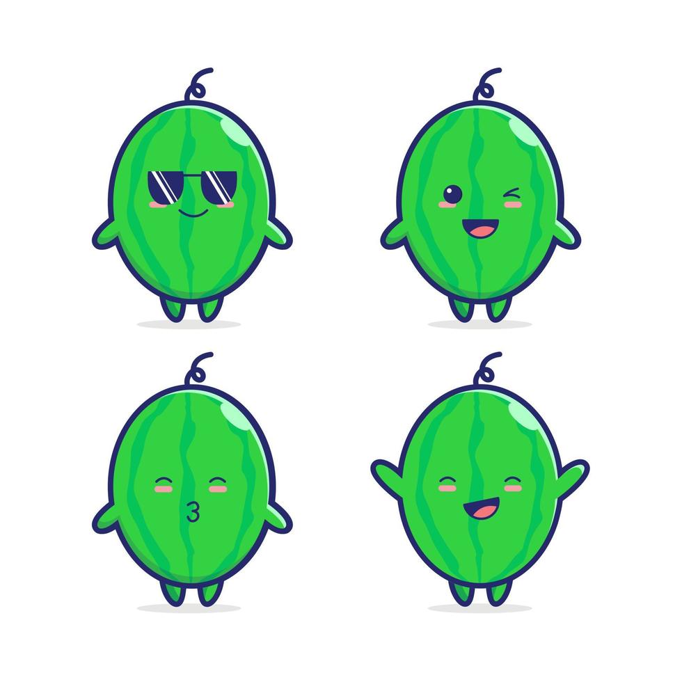 watermeloen karakters expressie vector set