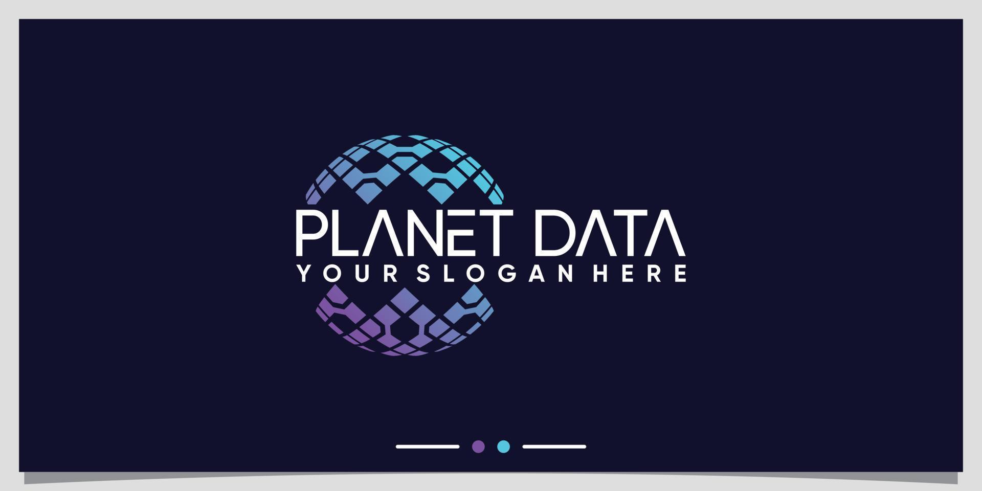 planeet data technologie logo-ontwerp voor zakelijke bedrijf premium vector