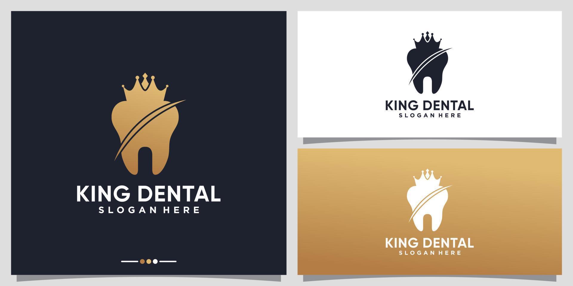 tandheelkundige en koningskroon logo ontwerpsjabloon met uniek concept premium vector