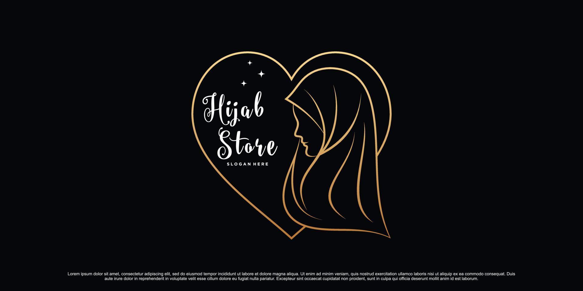 hijab winkel of hijab winkel logo ontwerp met creatieve element premium vector