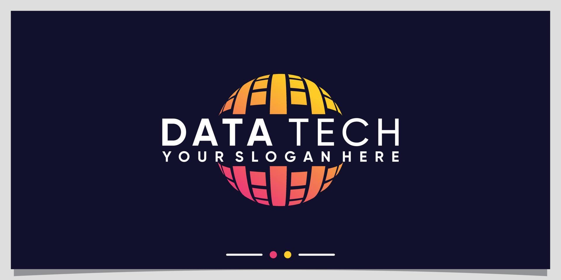 creatieve planeet data technologie logo-ontwerp voor zakelijke bedrijf premium vector