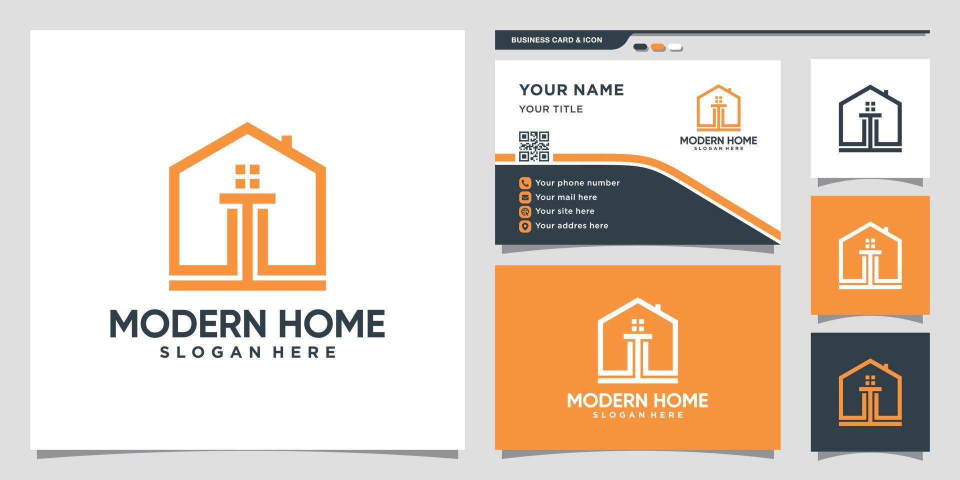 creatieve huislogo-ontwerpinspiratie met modern concept en visitekaartjeontwerp premium vector