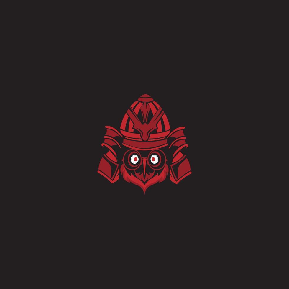samurai uil mascotte vector logo.eps