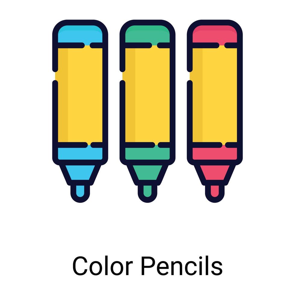 kleur potloden kleur lijn pictogram geïsoleerd op een witte achtergrond vector