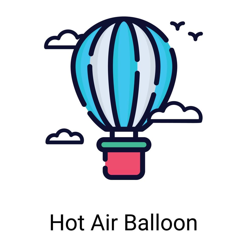 hete luchtballon kleur lijn pictogram geïsoleerd op een witte achtergrond vector