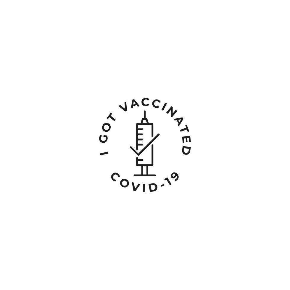 gevaccineerde covid-19, gevaccineerde zegels, label. vector pictogram sjabloon