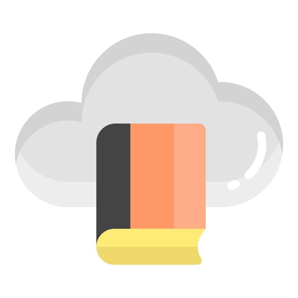 cloud bibliotheek vector platte pictogram, school en onderwijs icon