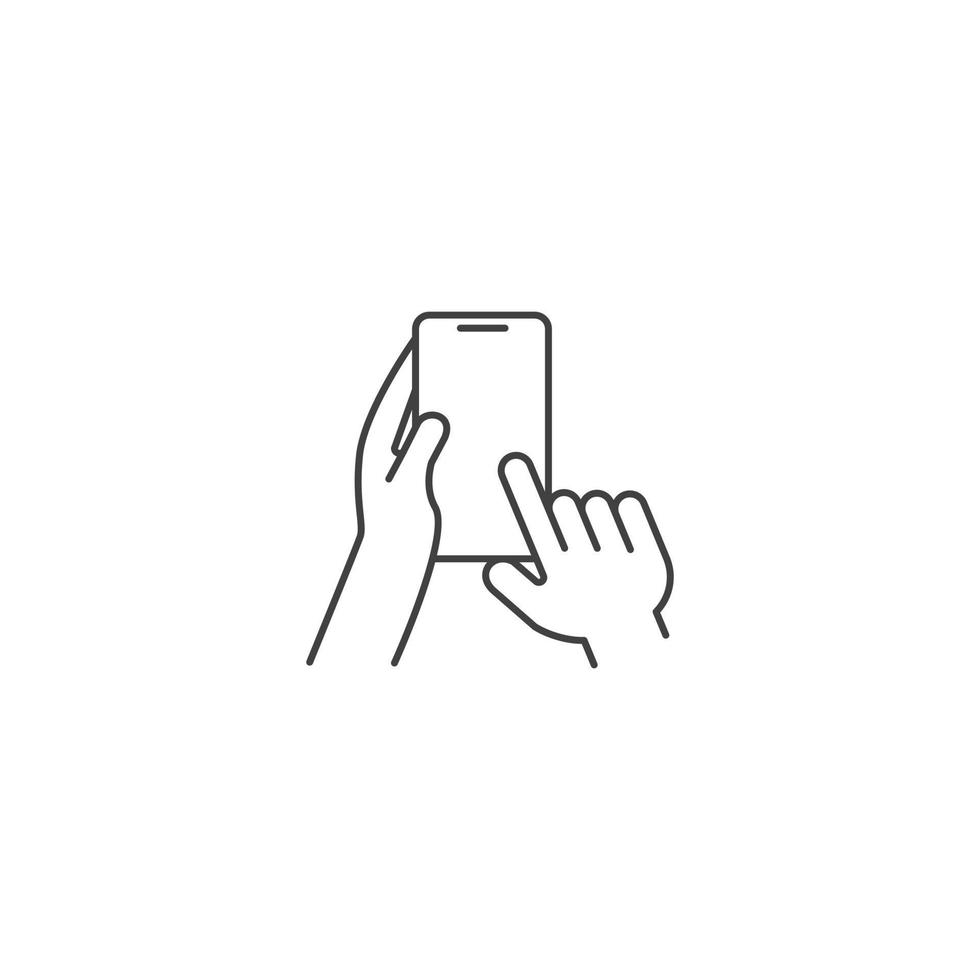 hand met smartphone. vector overzicht pictogramsjabloon