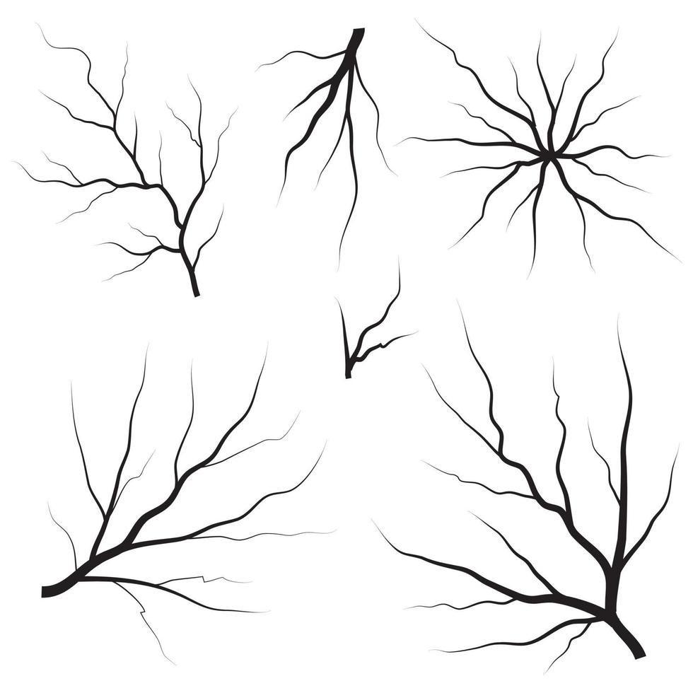 grondscheuren ingesteld. aardbeving en grondscheuren, gateneffect, craquelé en beschadigde muurtextuur. vectorillustraties kunnen worden gebruikt voor onderwerpen aardbeving, crash, vernietiging vector