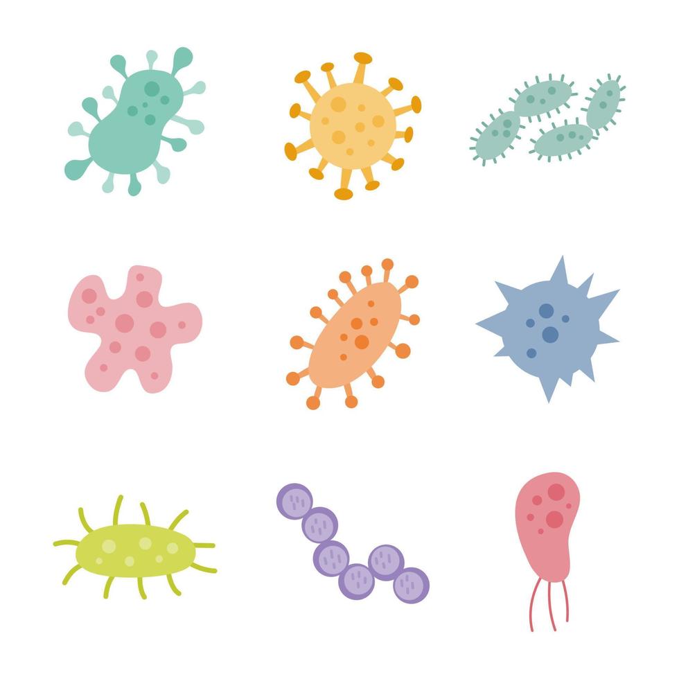 platte virus en bacteriën vector collectie bundel