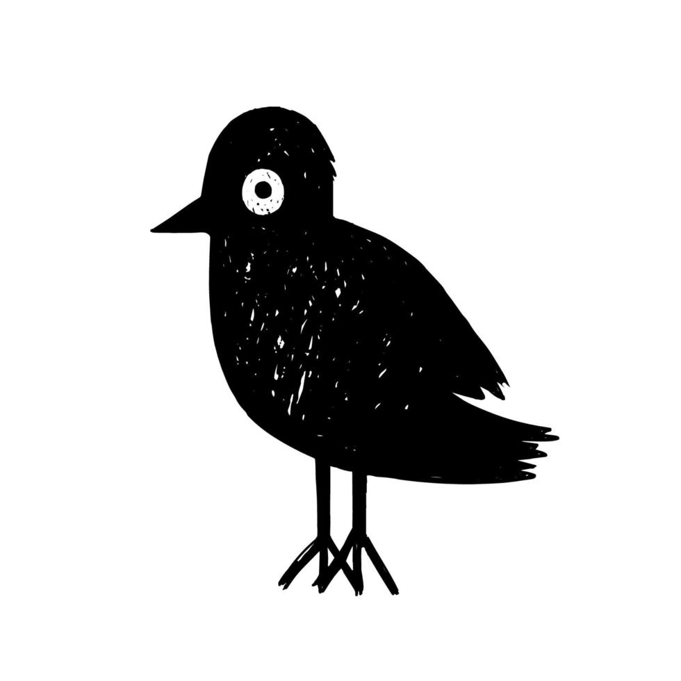 tekenfilm zwarte vogel. schattig stripfiguur. vector