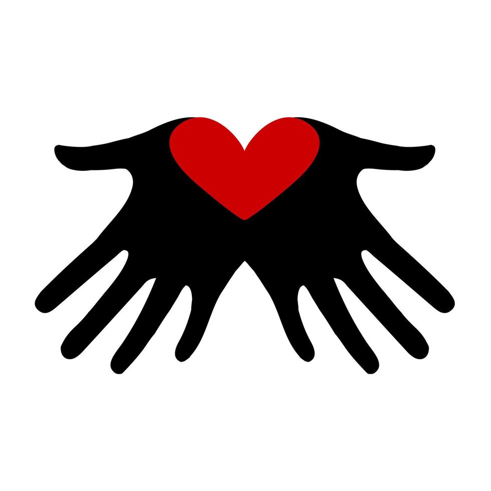 hart op handpalmen. handen liefde hart romantisch concept pictogram. vector