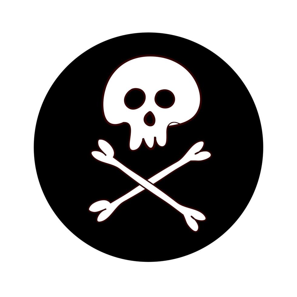 schedel met stenen in een cirkel op een zwarte achtergrond piraat zwarte vlek vector