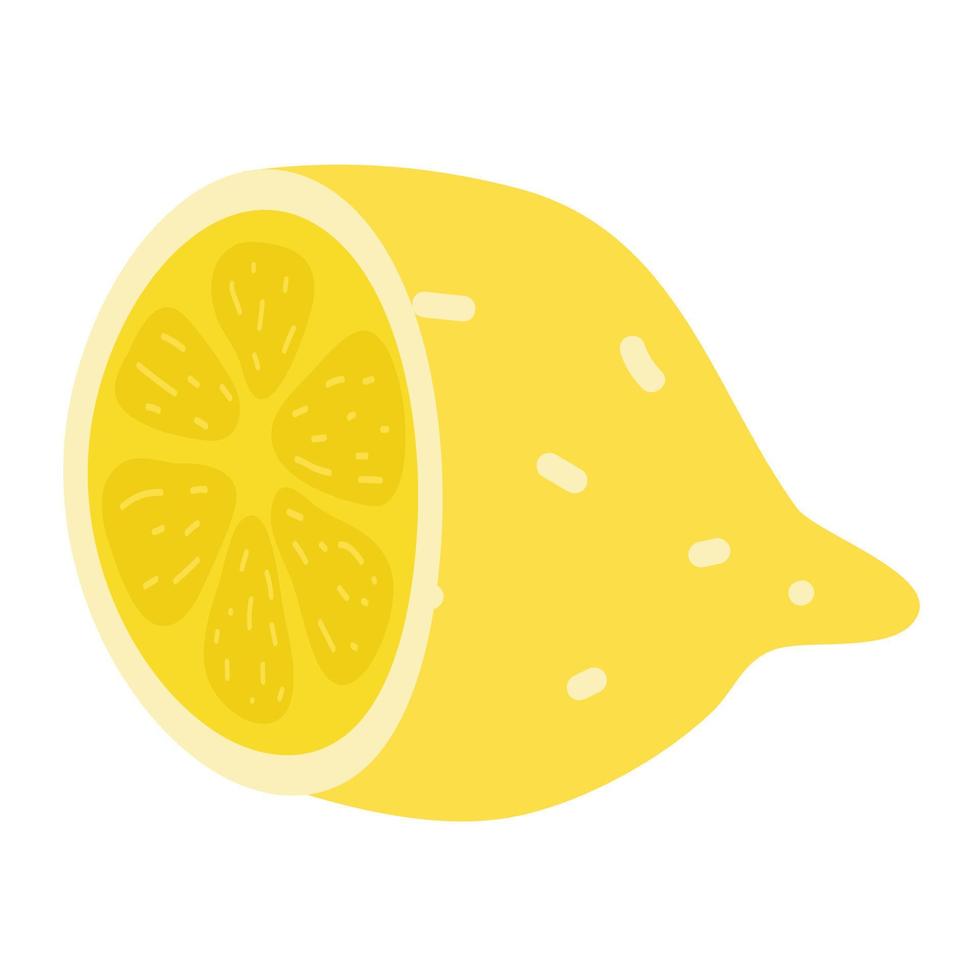 halve rijpe citroen. gele citrusvruchten. biologisch en gezond product. gedetailleerde platte vector icon