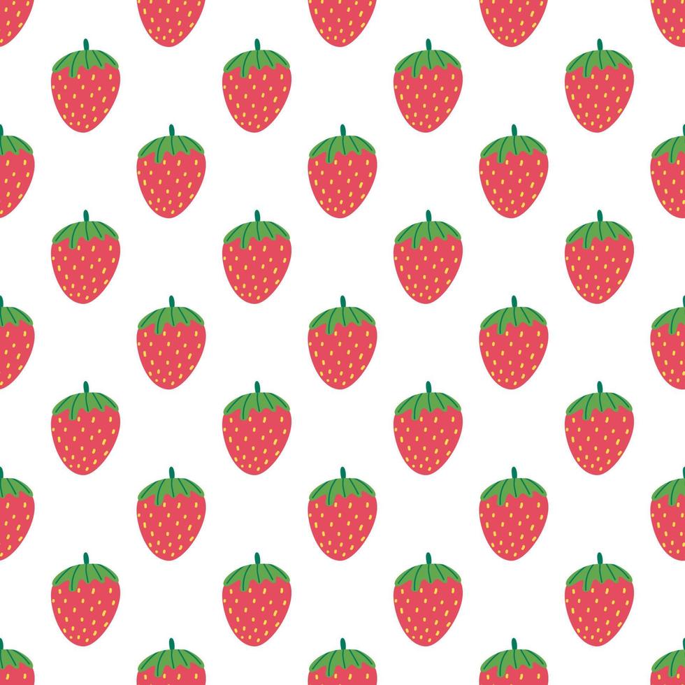schattig aardbei naadloos vectorpatroon. versheid herhalende achtergrond met zomerfruit berry. gebruik voor stof, cadeaupapier, verpakking vector