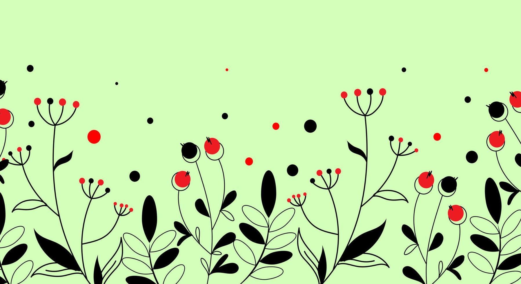 banner met zwart-rode botanic vector