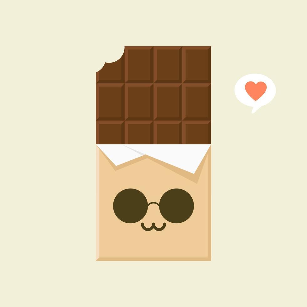 leuke en grappige chocoladereep tekens tonen emoties, cartoon vectorillustratie geïsoleerd op een achtergrond in kleur. kawaii chocoladereep karakters, mascottes, emoticons en emoji voor het web vector