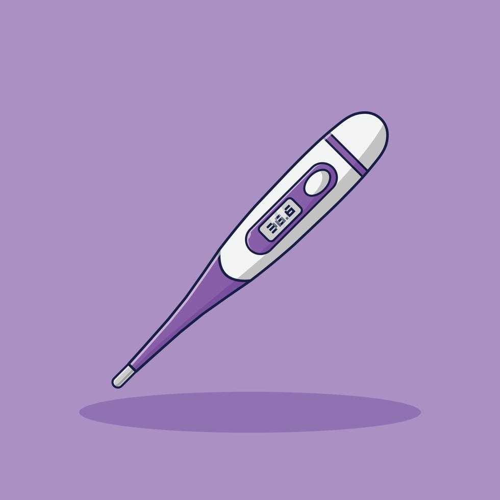 digitale thermometer vectorillustratie. object. medische instrumenten. platte cartoonstijl geschikt voor pictogram, webbestemmingspagina, banner, flyer, sticker, kaart, achtergrond, t-shirt, illustraties vector