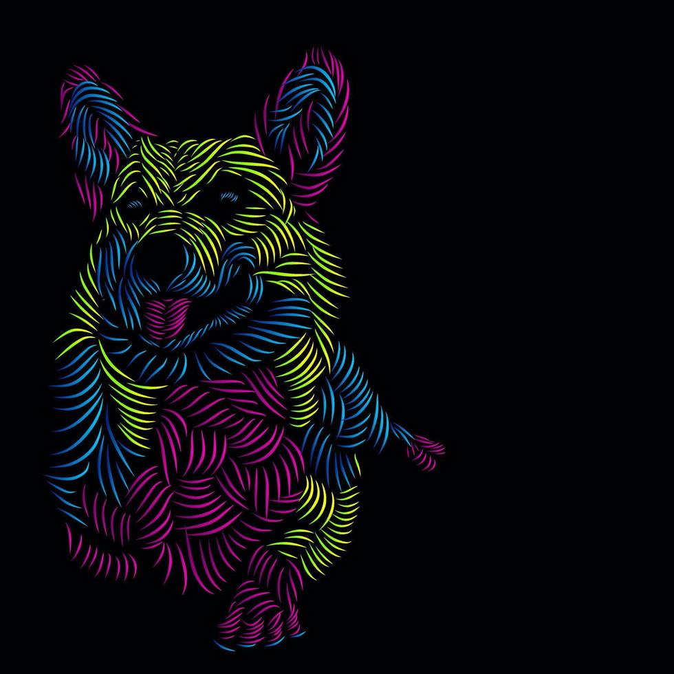 hond Siberische husky huisdier lijn popart potrait kleurrijk logo ontwerp met donkere achtergrond vector