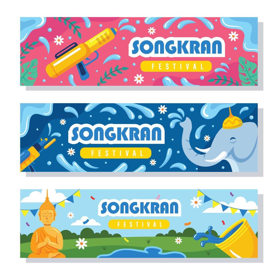 songkran cartoon spandoeksjabloon vector