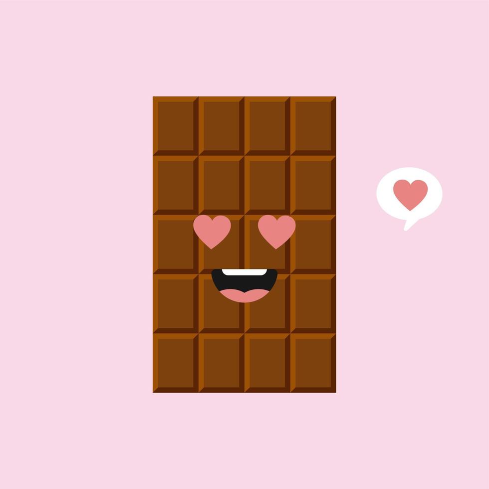 leuke en grappige chocoladereep tekens met verschillende emoties, cartoon vectorillustratie geïsoleerd op een achtergrond in kleur. kawaii chocoladereep karakters, mascottes, emoticons en emoji voor het web vector