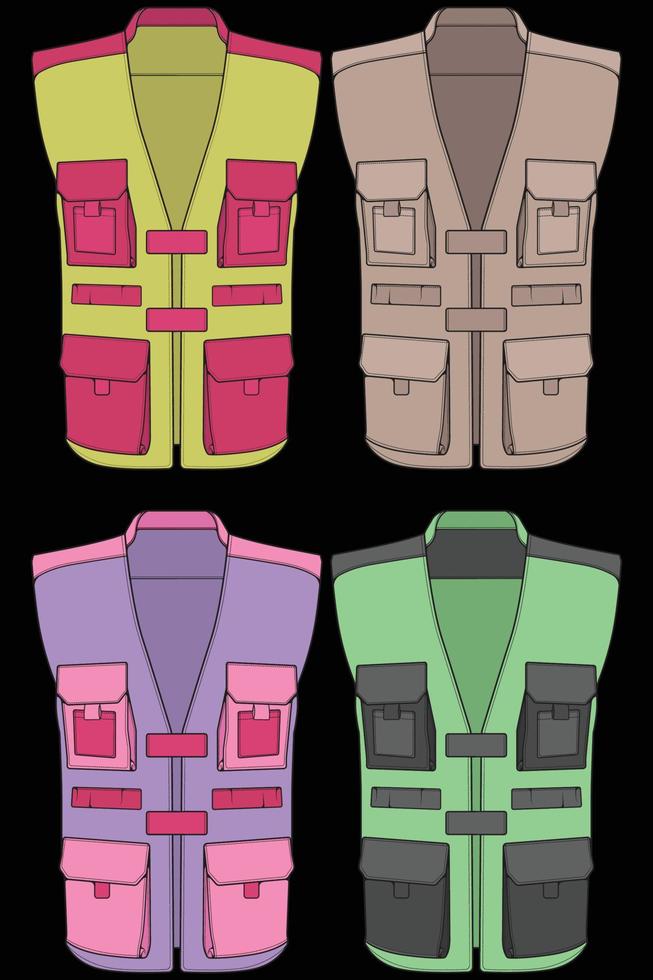 set van borst vest zak kleuren vector, borst vest zak in een schets stijl, vector illustratie.