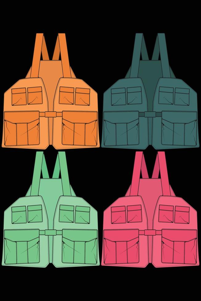 set van borst vest zak kleuren vector, borst vest zak in een schets stijl, vector illustratie.