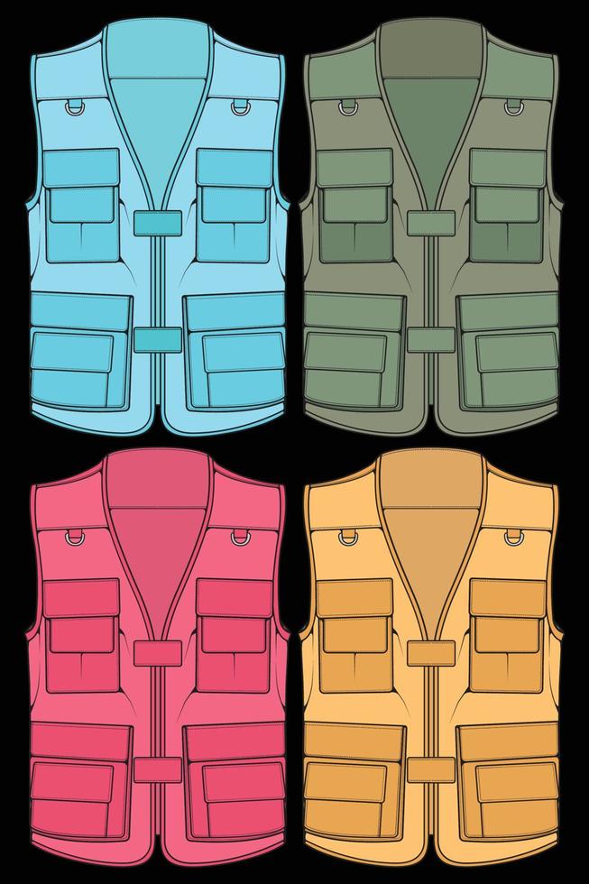 set van borst vest zak kleuren vector, borst vest zak in een schets stijl, vector illustratie.