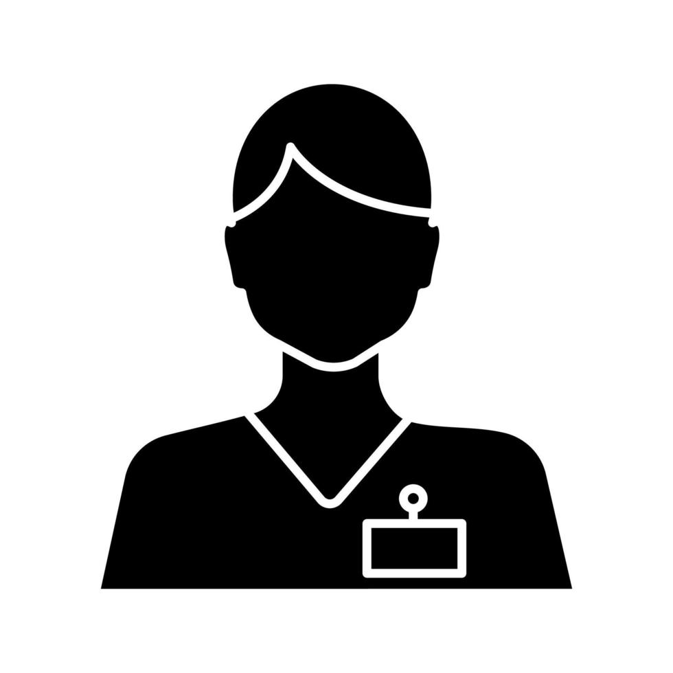 receptionist glyph icoon. secretaris, directeur. beheerder. silhouet symbool. negatieve ruimte. vector geïsoleerde illustratie