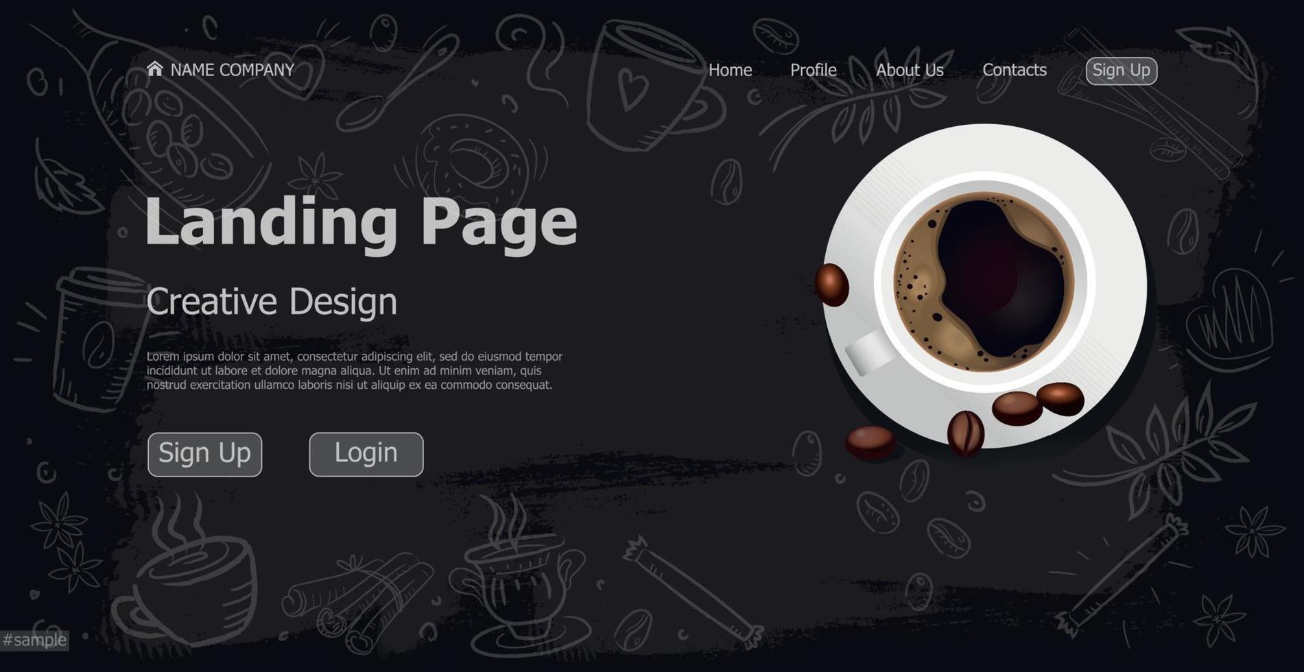 startpagina bestemmingspagina coffeeshop websjabloon landing bedrijfspagina digitale website bestemmingspagina ontwerpconcept - vector