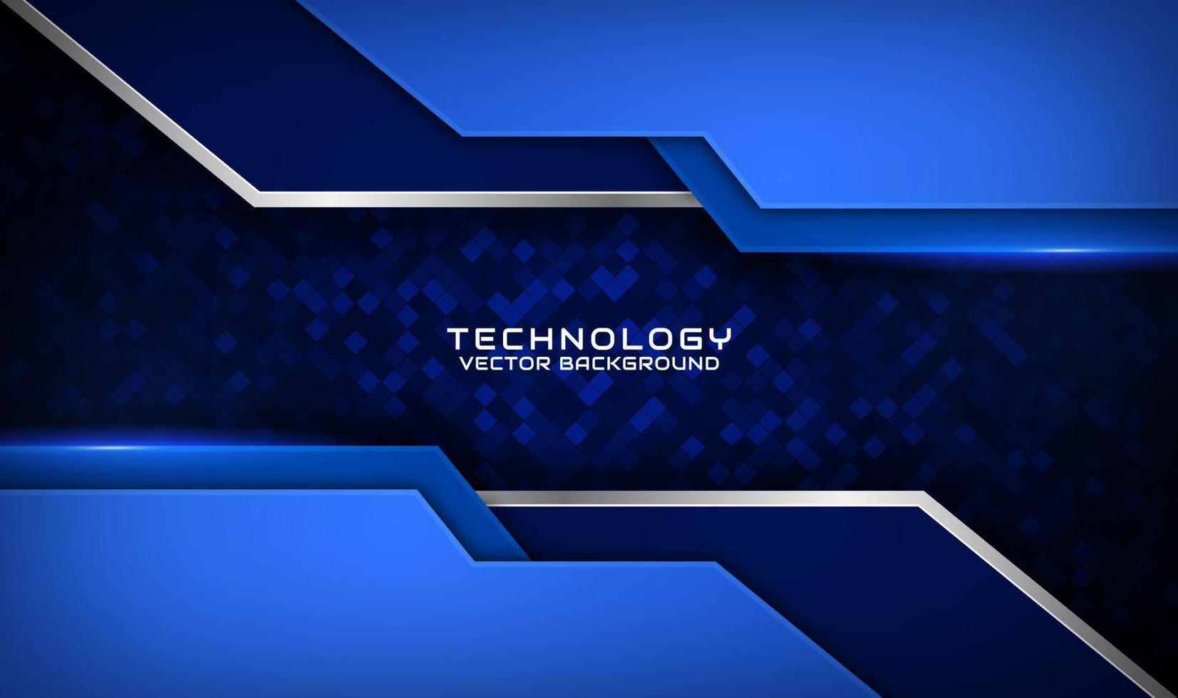 3D-blauwe technologie abstracte achtergrond overlap laag op donkere ruimte met zilveren streep effect decoratie. grafisch ontwerpelement toekomstig stijlconcept voor flyer, banner, brochureomslag of bestemmingspagina vector