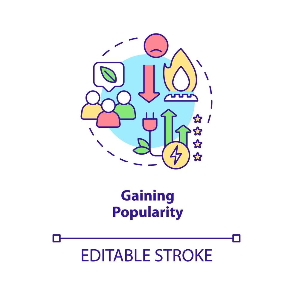 aan populariteit winnen concept icoon. voordelen van elektrificatie abstracte idee dunne lijn illustratie. geïsoleerde overzichtstekening. bewerkbare streek. roboto-medium, talloze pro-bold lettertypen gebruikt vector