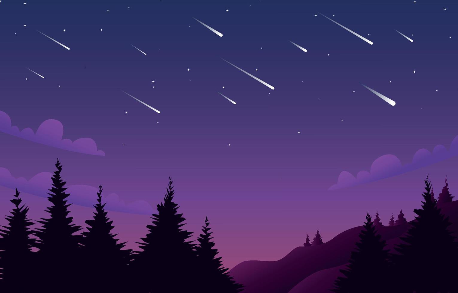 meteorenregen bij nacht achtergrond vector