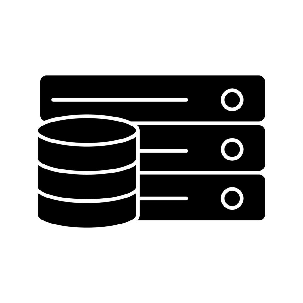 database glyph-pictogram. digitale opslag. server. grote gegevens. silhouet symbool. negatieve ruimte. vector geïsoleerde illustratie