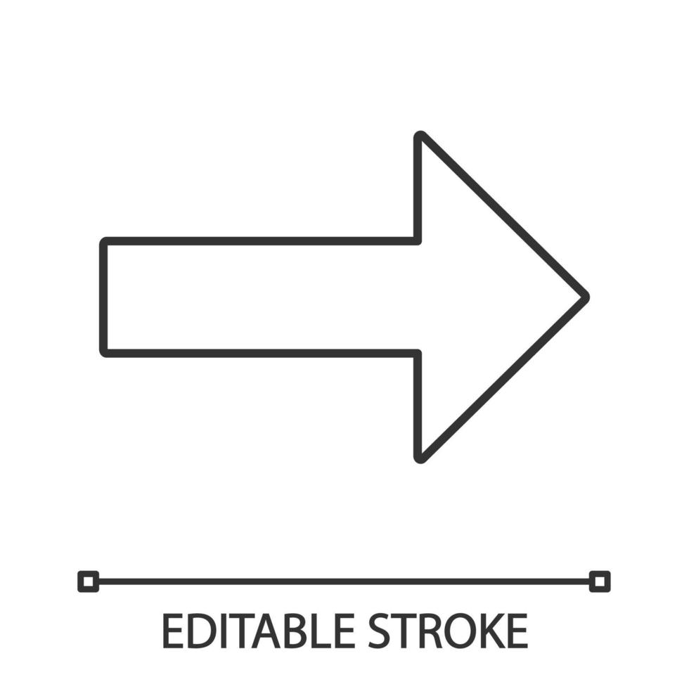 vooruit lineaire pijlpictogram. dunne lijn illustratie. contour symbool. De volgende. rechter pijl. beweging. vector geïsoleerde overzichtstekening. bewerkbare streek