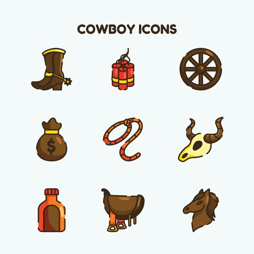 wilde wilde westen cowboy pictogrammen vector