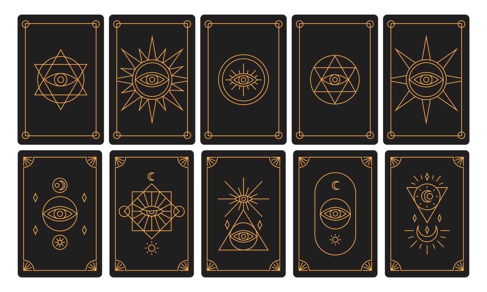 set van tarot kaart afbeelding ontwerp. symbool van donkere magie spel vector