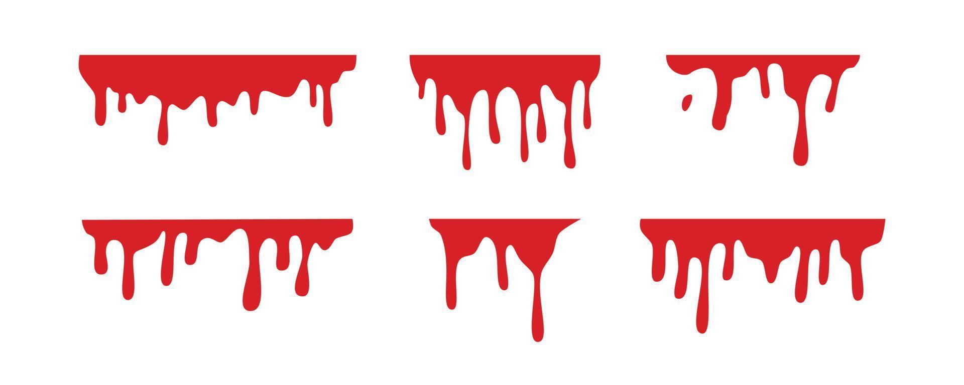 set van rood bloed of verfspatten, halloween ontwerpelement vector