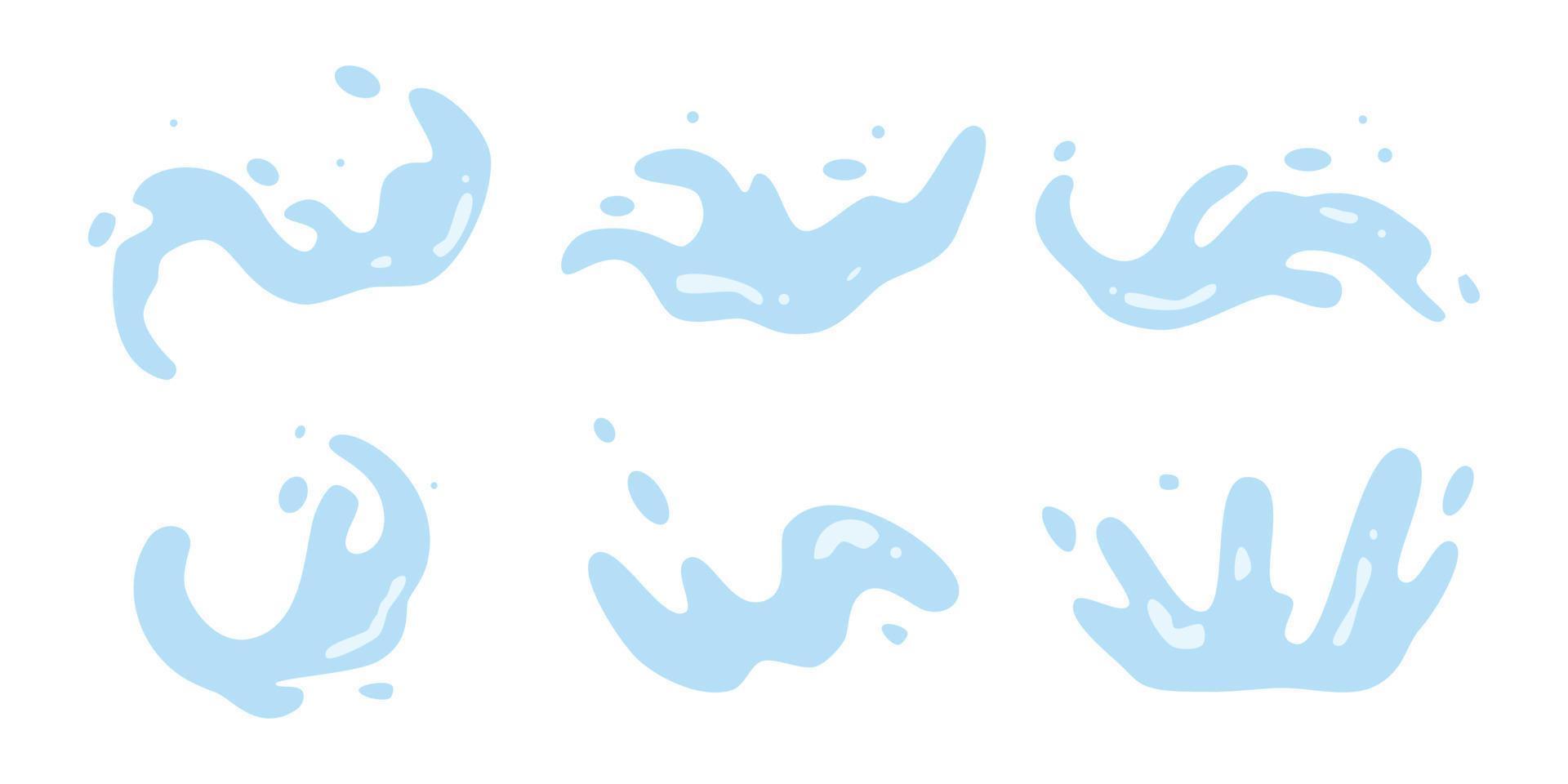 set van rimpelingen water in de hand getekend vectorillustratieontwerp vector