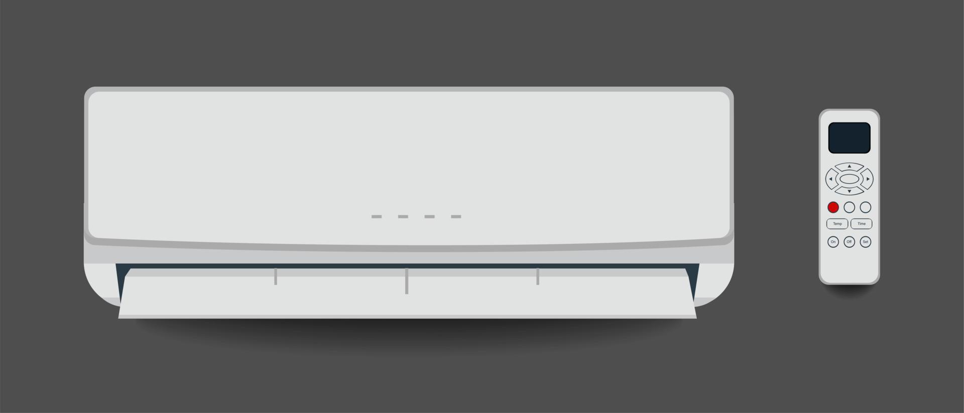 witte airconditioner geïsoleerde verwarming ventilatie en airconditioning vectorillustratie in flat vector