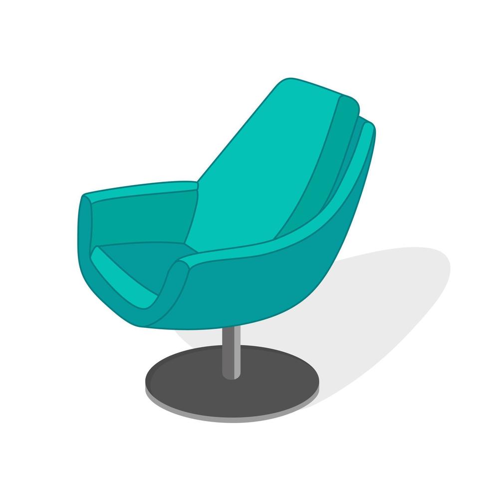 turquoise fauteuil modern interieur meubelen vector illustratie in een vlakke stijl geïsoleerd