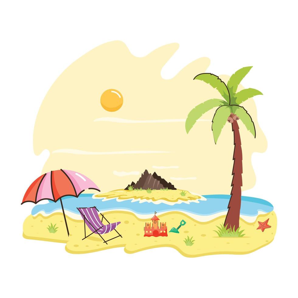 prachtig ontworpen platte illustratie van strand vector