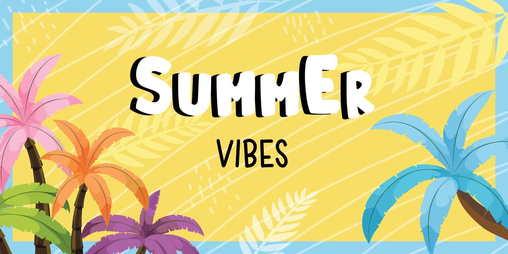 eenvoudig te gebruiken horizontale banner van zomerse vibes vector