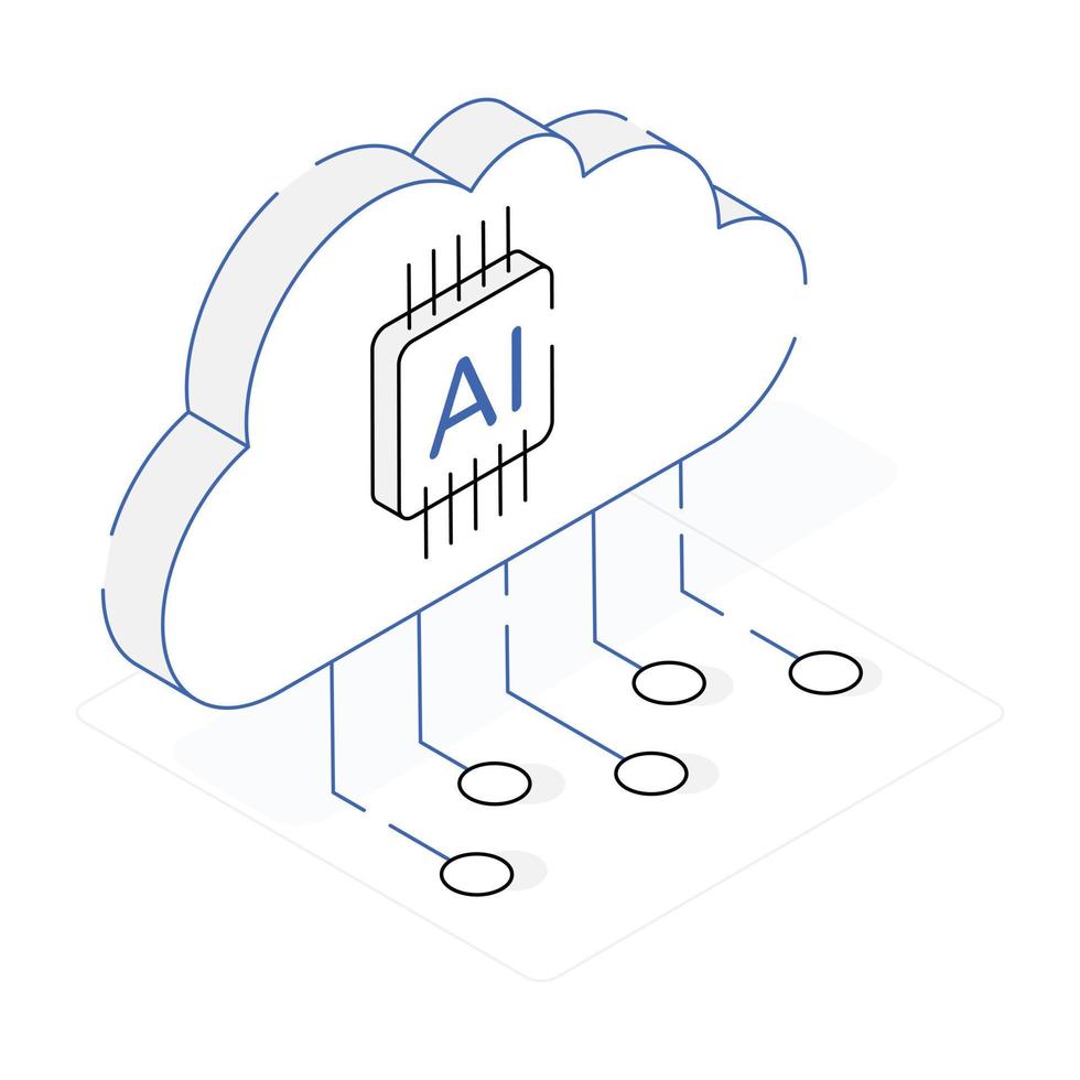 trendy overzicht isometrisch icoon van ai computing vector