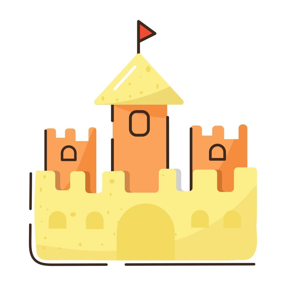 premium plat icoon van kasteel in doodle-stijl vector