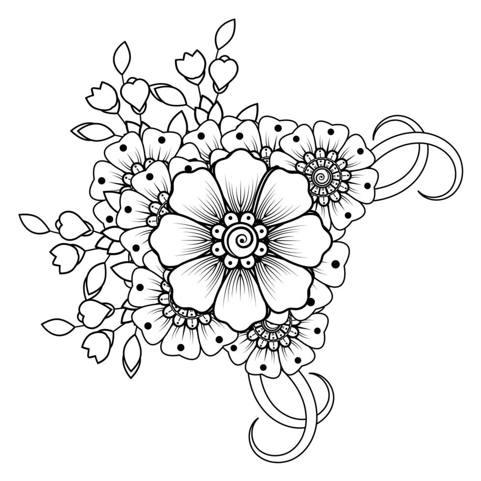 bloemen in zwart-wit. doodle kunst voor kleurboek vector