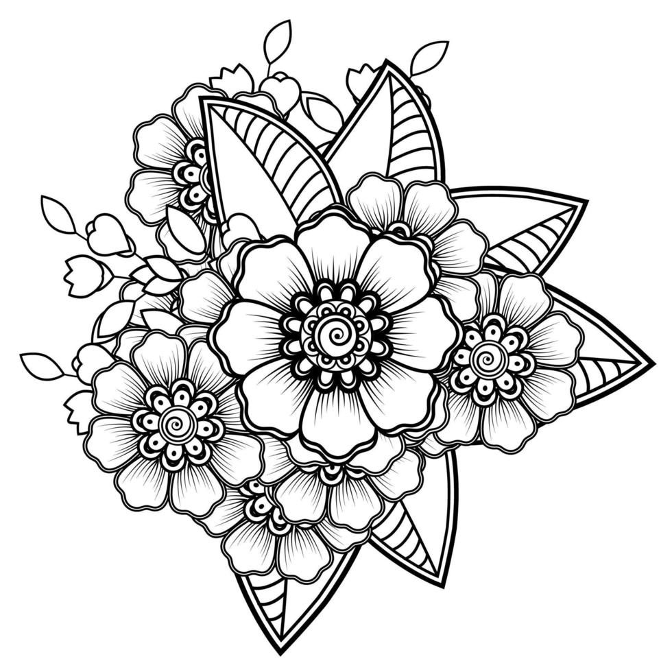 bloemen in zwart-wit. doodle kunst voor kleurboek vector