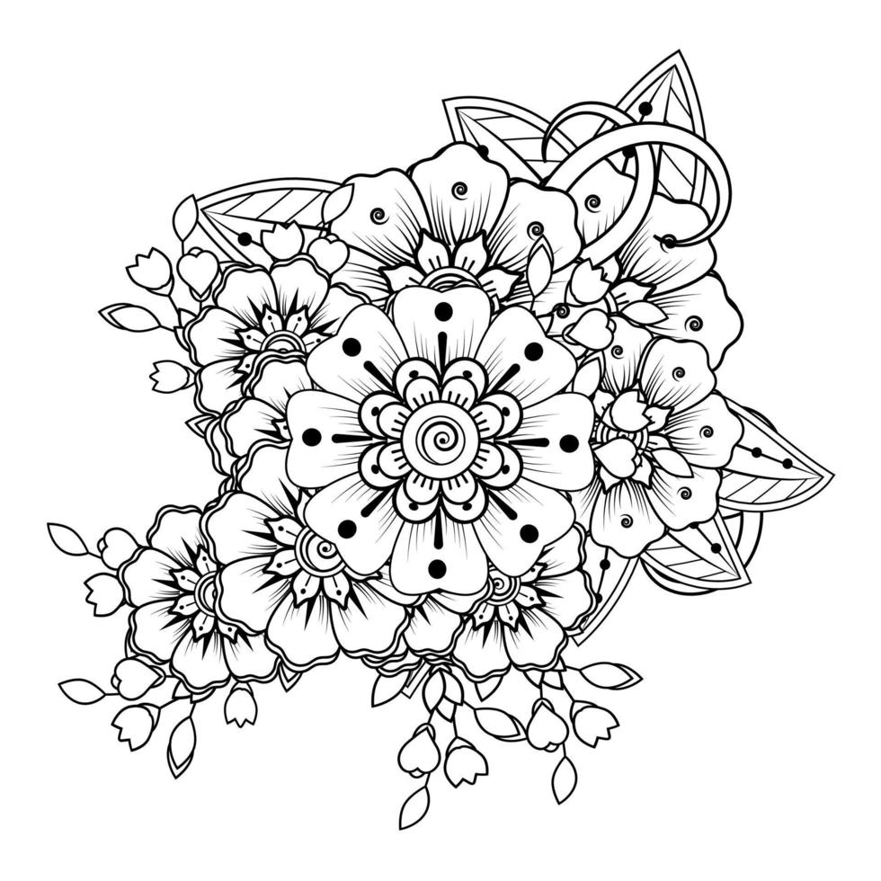 bloemen in zwart-wit. doodle kunst voor kleurboek vector